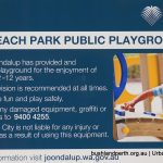 Iluka Foreshore Park playground signage.